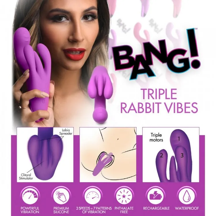 Triple Rabbit Vibrator - Purple  *