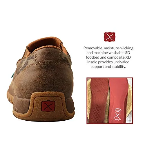 Twisted X Men's Mossy Oak Slip-On Driving Moc with CellStretch, Camo/Bomber, 7.5 W