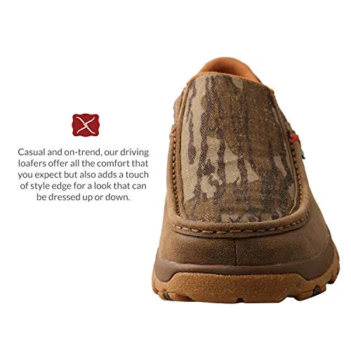 Twisted X Men's Mossy Oak Slip-On Driving Moc with CellStretch, Camo/Bomber, 7.5 W