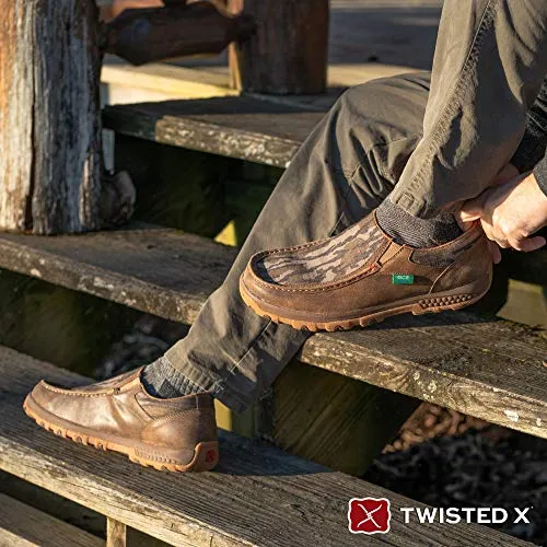 Twisted X Men's Mossy Oak Slip-On Driving Moc with CellStretch, Camo/Bomber, 7.5 W