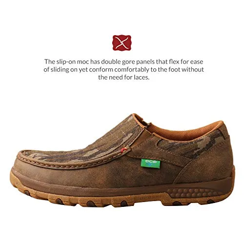 Twisted X Men's Mossy Oak Slip-On Driving Moc with CellStretch, Camo/Bomber, 7.5 W