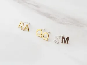 Uppercase Initial Earrings | Silver, Gold