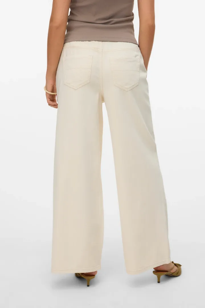 Valeria Mid Rise String Staight Ecru Jeans