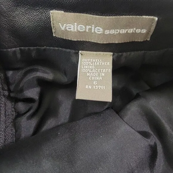 Valerie Separates Women’s Size 6 Slip Lined Black Leather Skirt – NWT