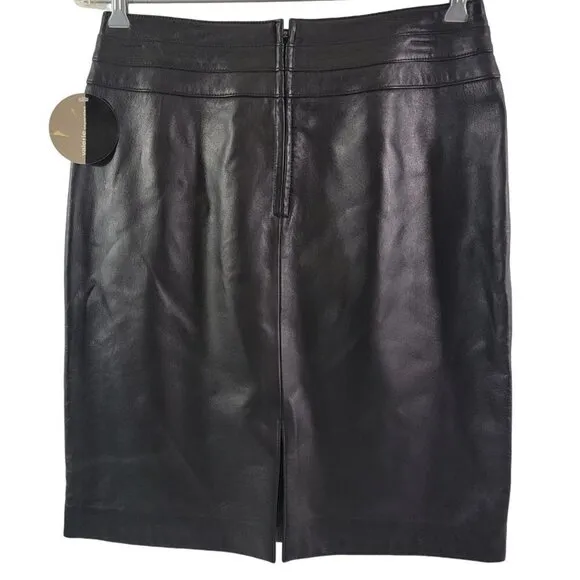 Valerie Separates Women’s Size 6 Slip Lined Black Leather Skirt – NWT