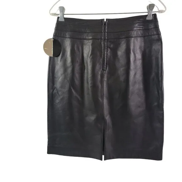 Valerie Separates Women’s Size 6 Slip Lined Black Leather Skirt – NWT