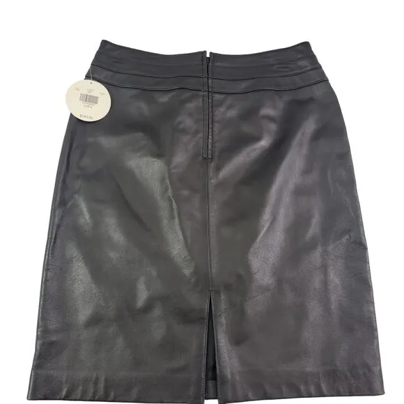 Valerie Separates Women’s Size 6 Slip Lined Black Leather Skirt – NWT