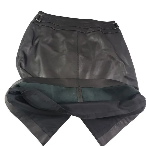 Valerie Separates Women’s Size 6 Slip Lined Black Leather Skirt – NWT