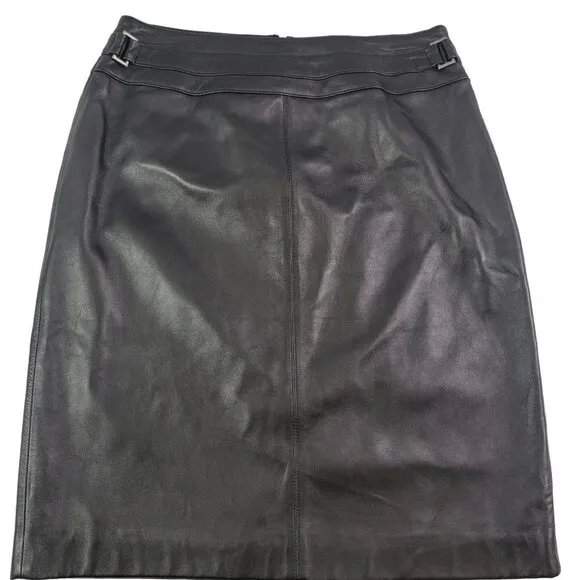 Valerie Separates Women’s Size 6 Slip Lined Black Leather Skirt – NWT