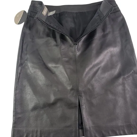 Valerie Separates Women’s Size 6 Slip Lined Black Leather Skirt – NWT