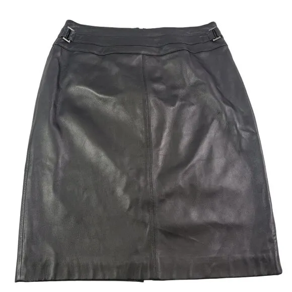 Valerie Separates Women’s Size 6 Slip Lined Black Leather Skirt – NWT