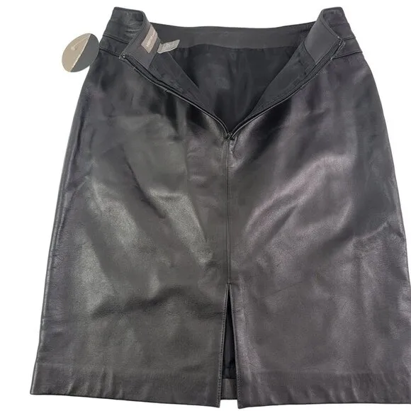 Valerie Separates Women’s Size 6 Slip Lined Black Leather Skirt – NWT
