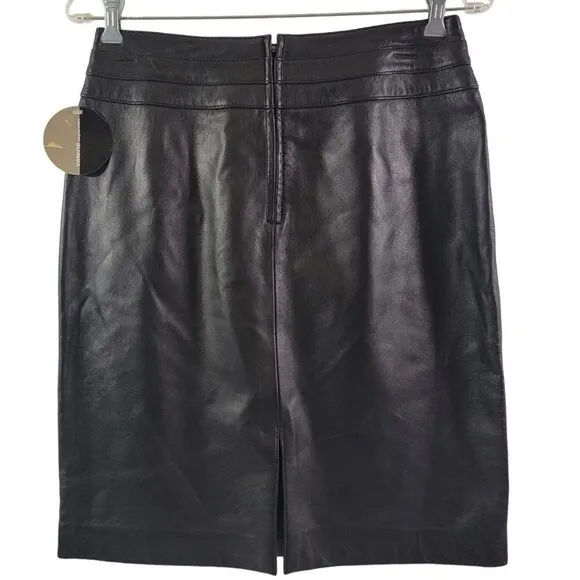 Valerie Separates Women’s Size 6 Slip Lined Black Leather Skirt – NWT
