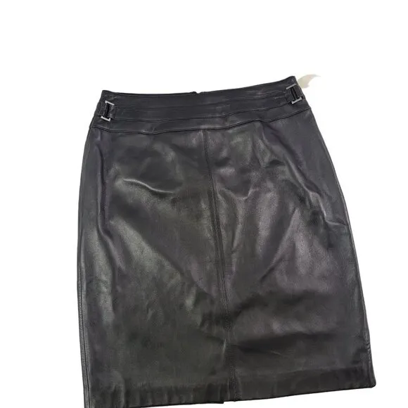 Valerie Separates Women’s Size 6 Slip Lined Black Leather Skirt – NWT