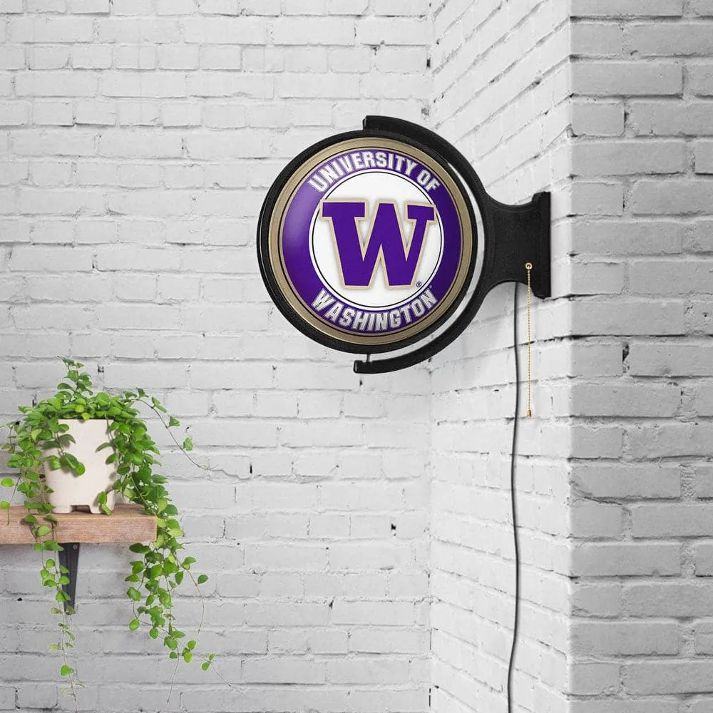 Washington Huskies: Original Round Rotating Lighted Wall Sign