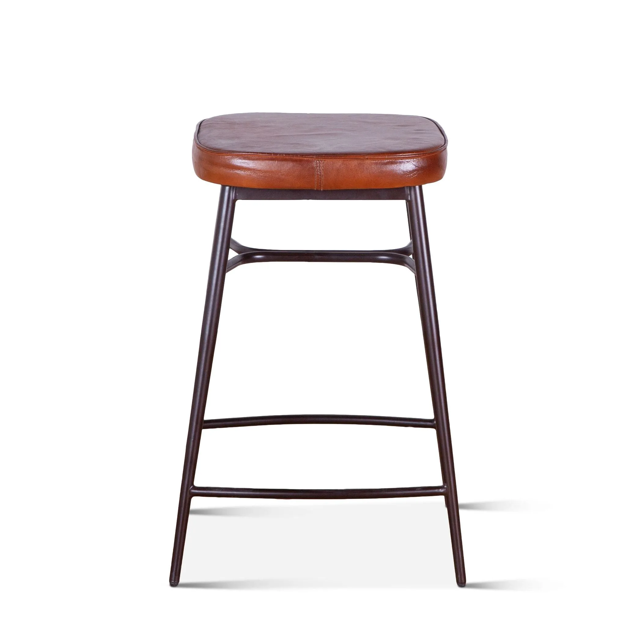 Wellington Backless Leather Counter Stool