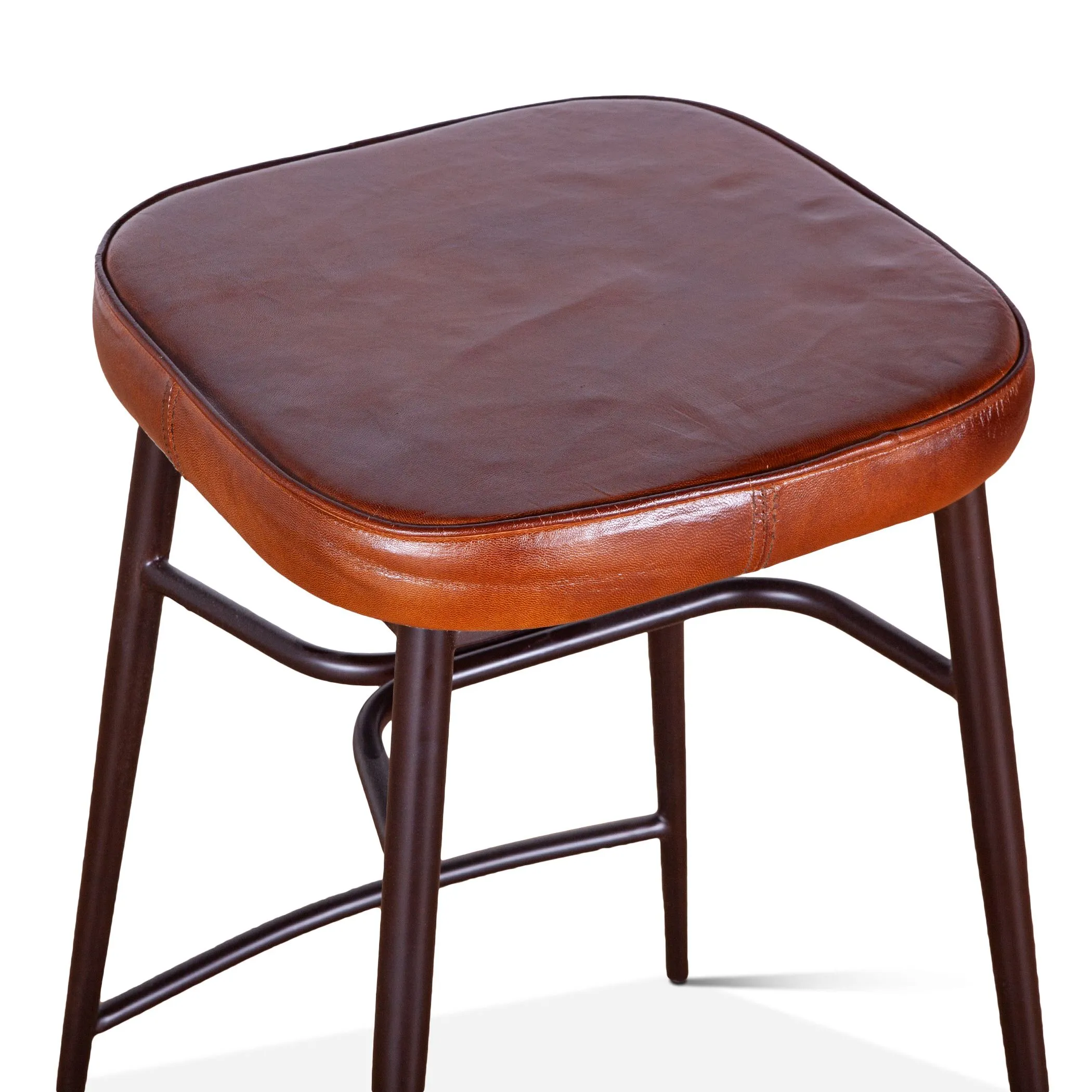 Wellington Backless Leather Counter Stool