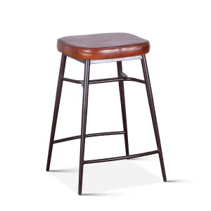 Wellington Backless Leather Counter Stool