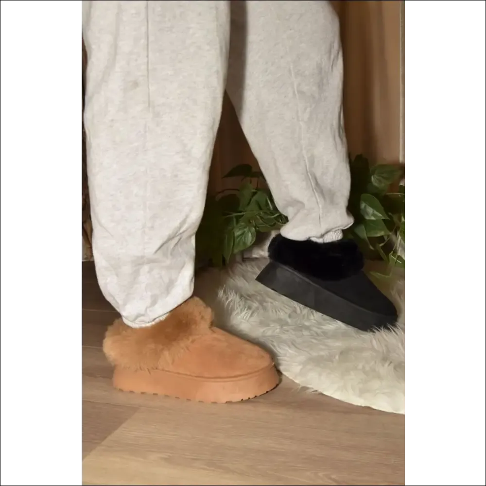 WILD DIVA Faux-Fur Platform Slip-On Booties