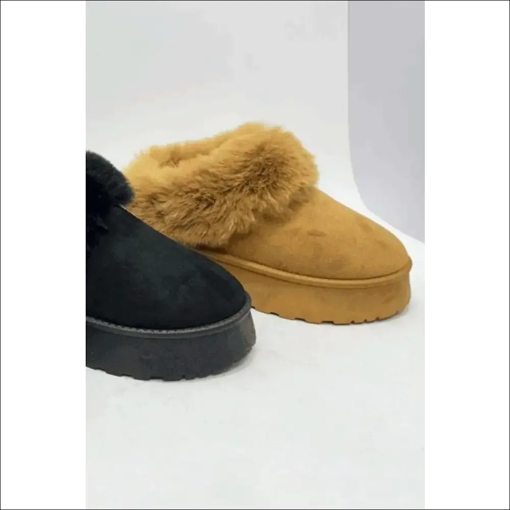 WILD DIVA Faux-Fur Platform Slip-On Booties