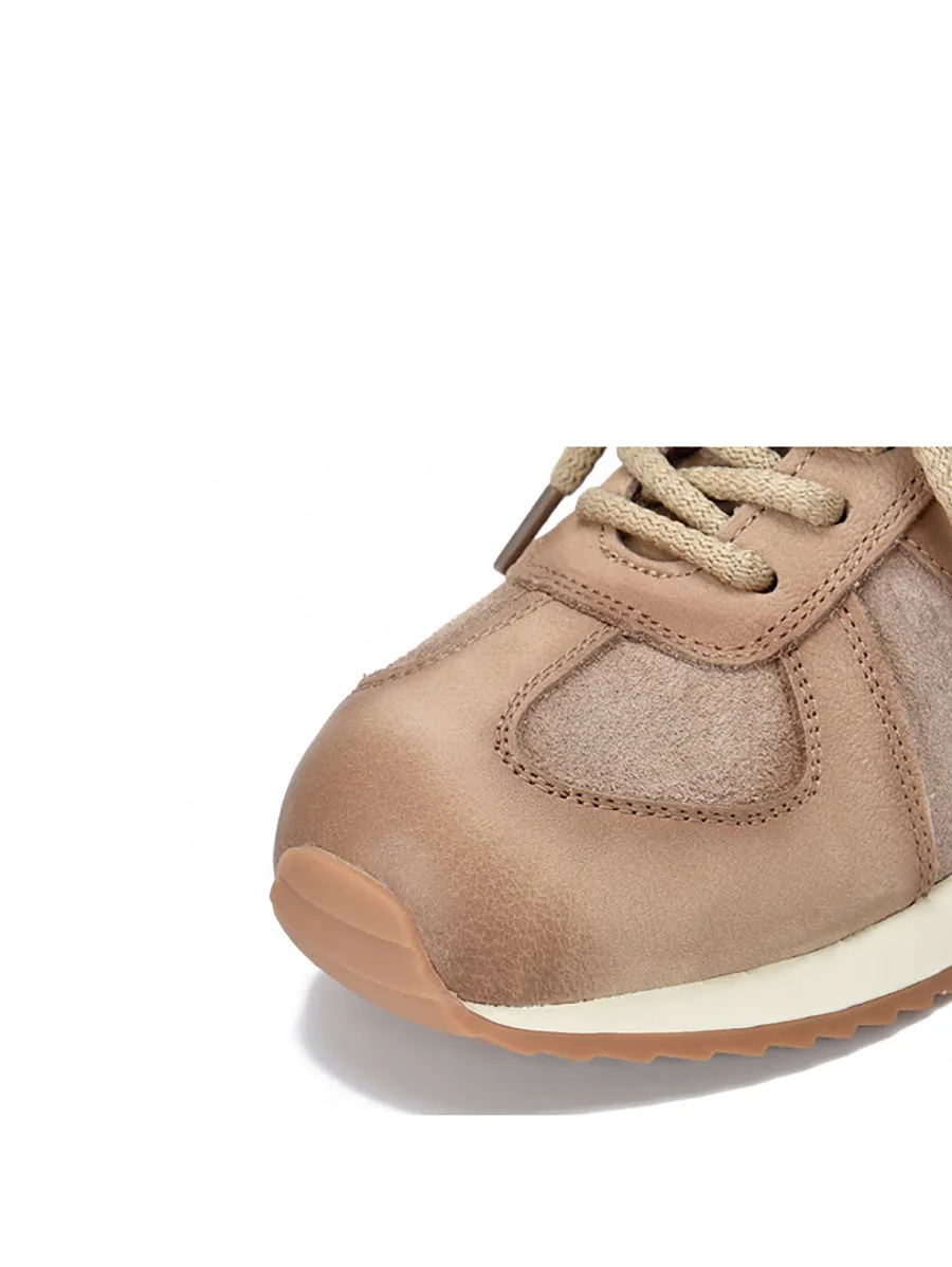 Women Casual Colorblock Leather Low Heel Shoes