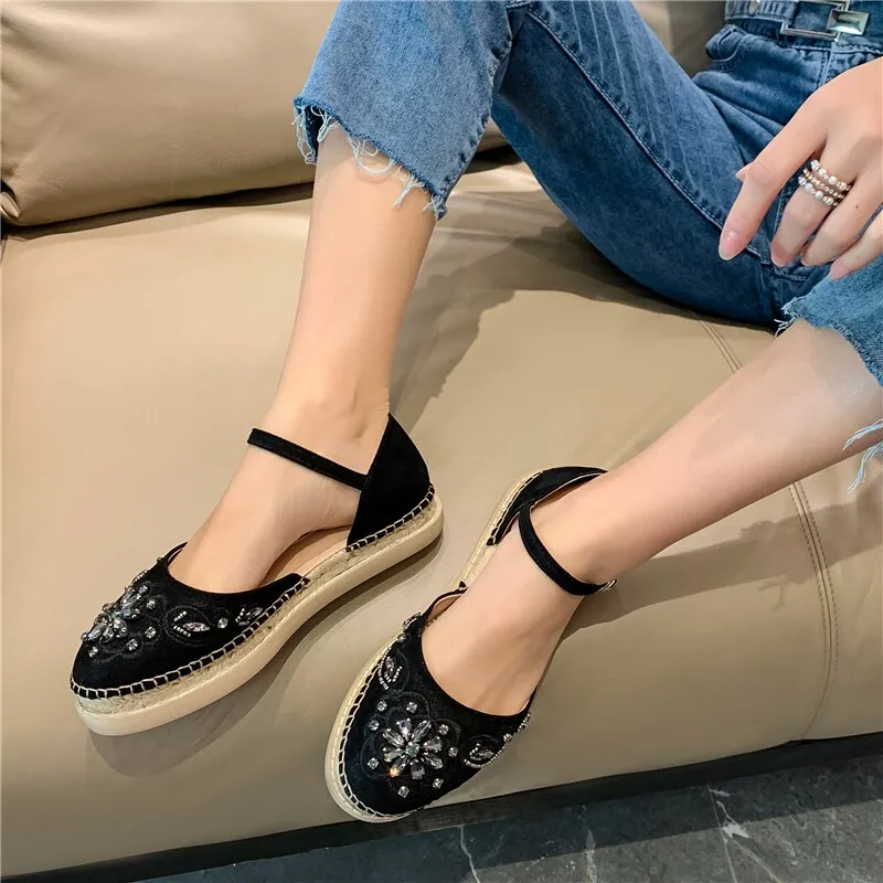 Women Genuine Leather Thick Bottom Buckle Straps Sandals