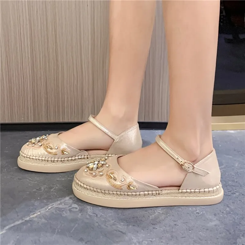 Women Genuine Leather Thick Bottom Buckle Straps Sandals