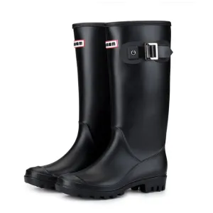 Women High Warm Lined Rain Boots Anti-slip Waterproof Insulated Pull-on