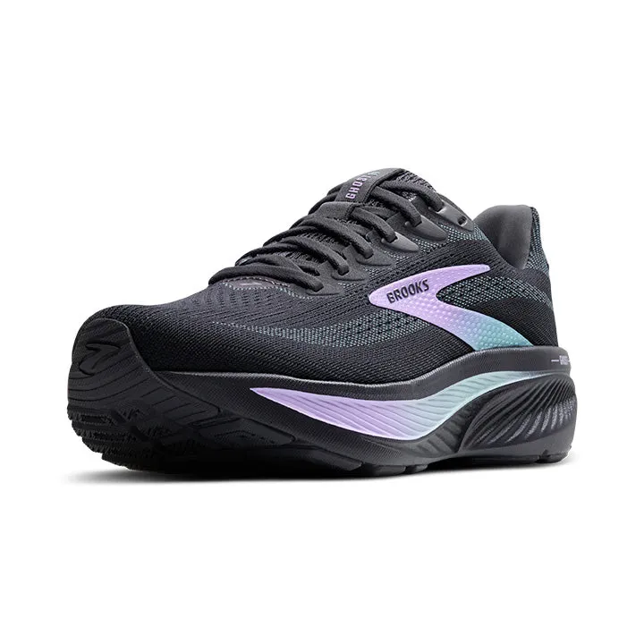 Women's Brooks Ghost 17 Wide 1204311D081 Color:  Grey/Clearwater/Purple
