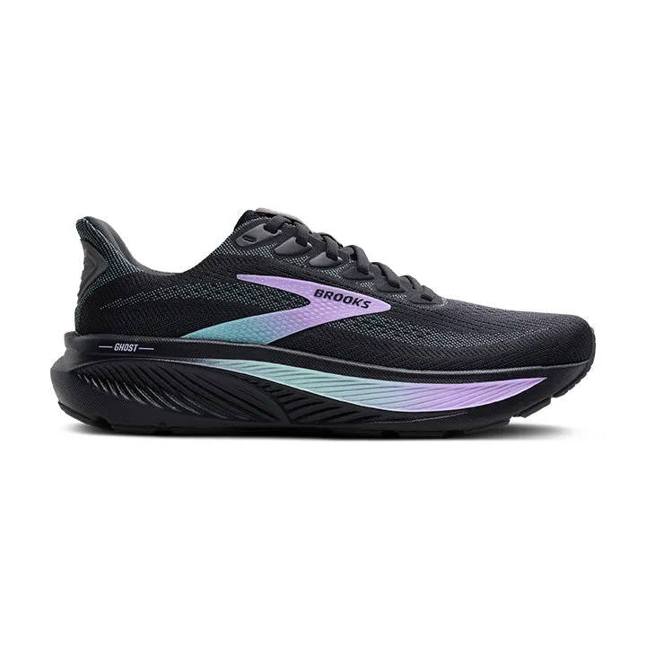 Women's Brooks Ghost 17 Wide 1204311D081 Color:  Grey/Clearwater/Purple