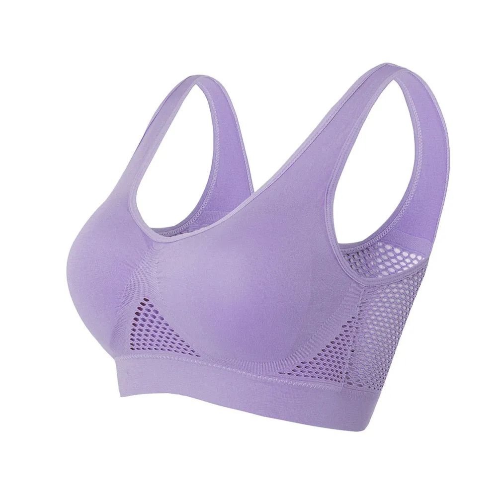 Women's M-6XL Hollow Out Fitness Yoga Sports Bra - Padded Push Up Seamless Athletic Vest