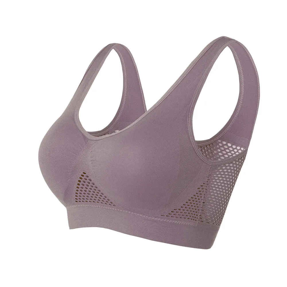 Women's M-6XL Hollow Out Fitness Yoga Sports Bra - Padded Push Up Seamless Athletic Vest