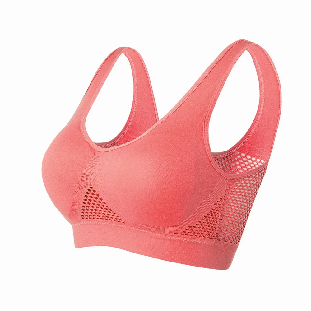 Women's M-6XL Hollow Out Fitness Yoga Sports Bra - Padded Push Up Seamless Athletic Vest