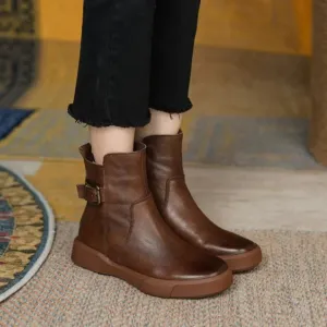 Women's Slip On Ankle Flat Boots | Walking