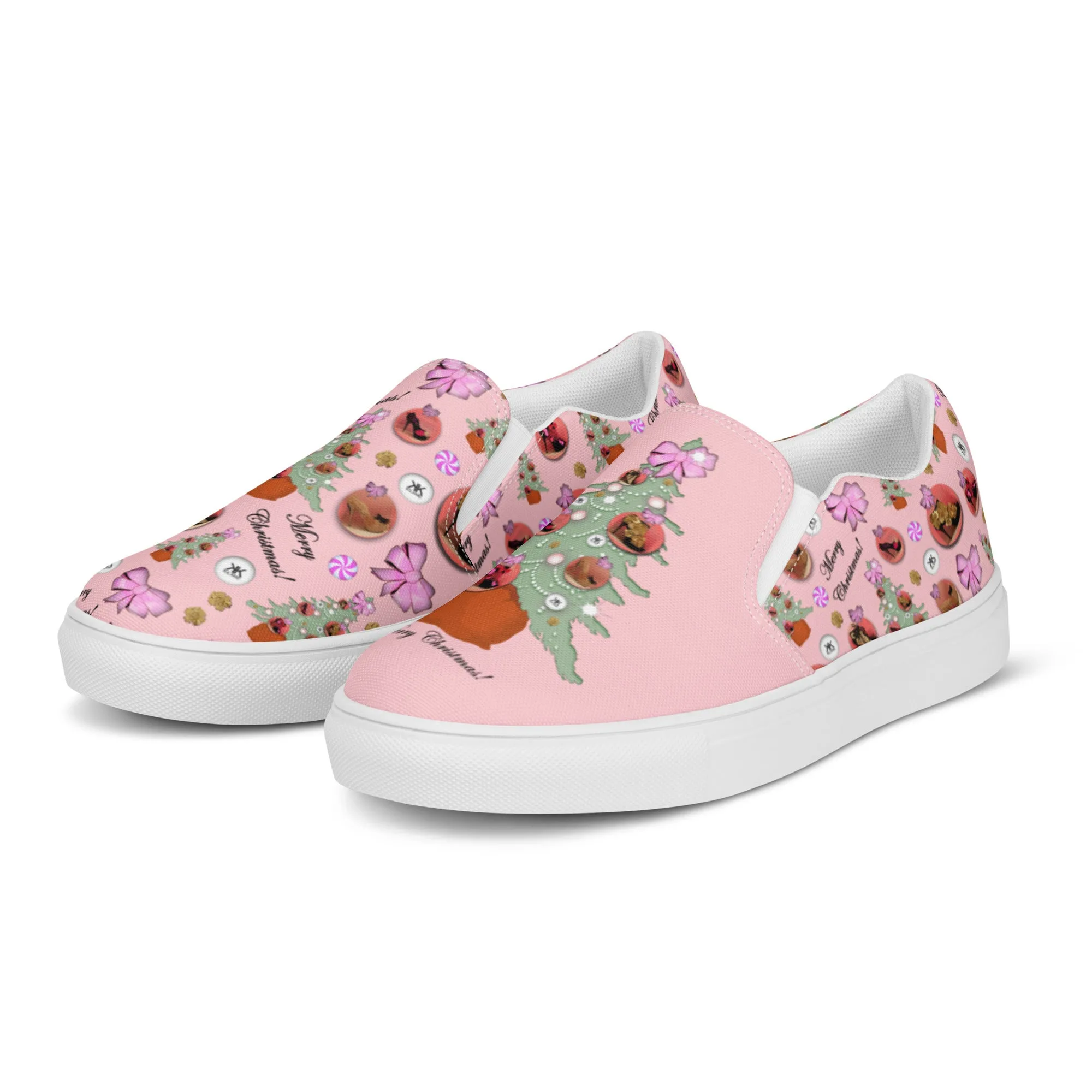 Women’s slip-on canvas shoes 'Pink Christmas'