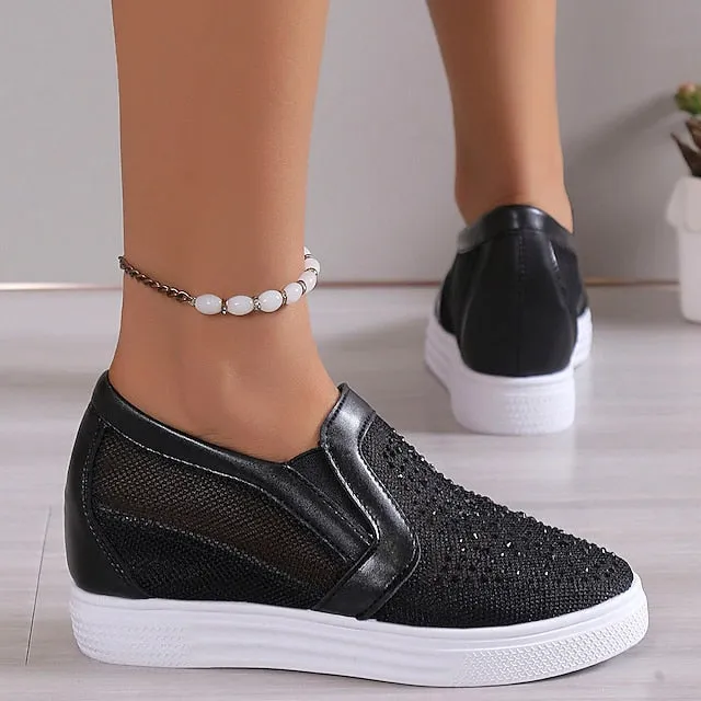 Women's Sneakers with White Crystals