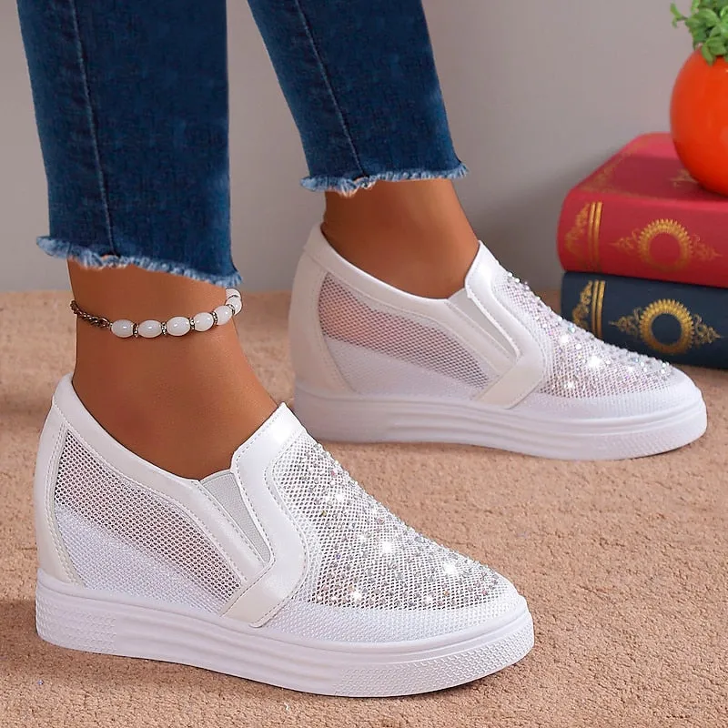 Women's Sneakers with White Crystals