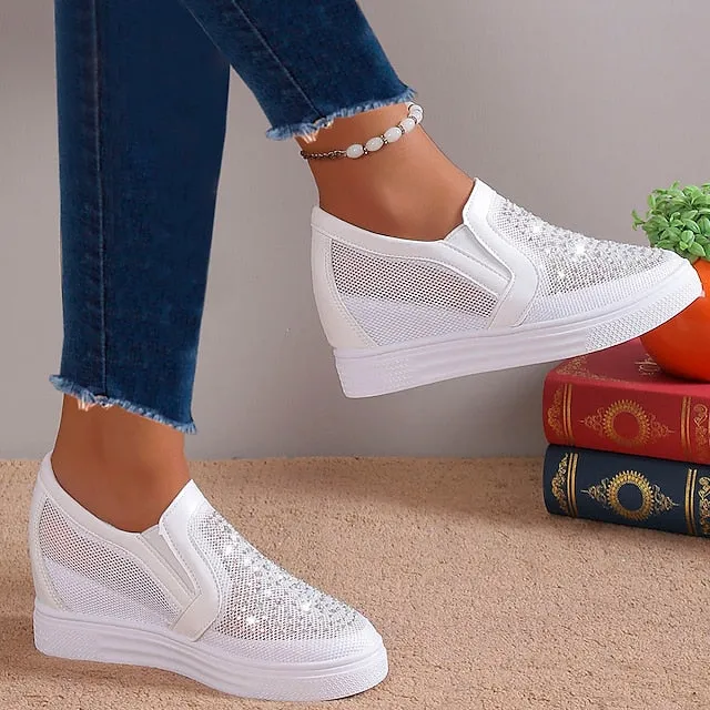 Women's Sneakers with White Crystals