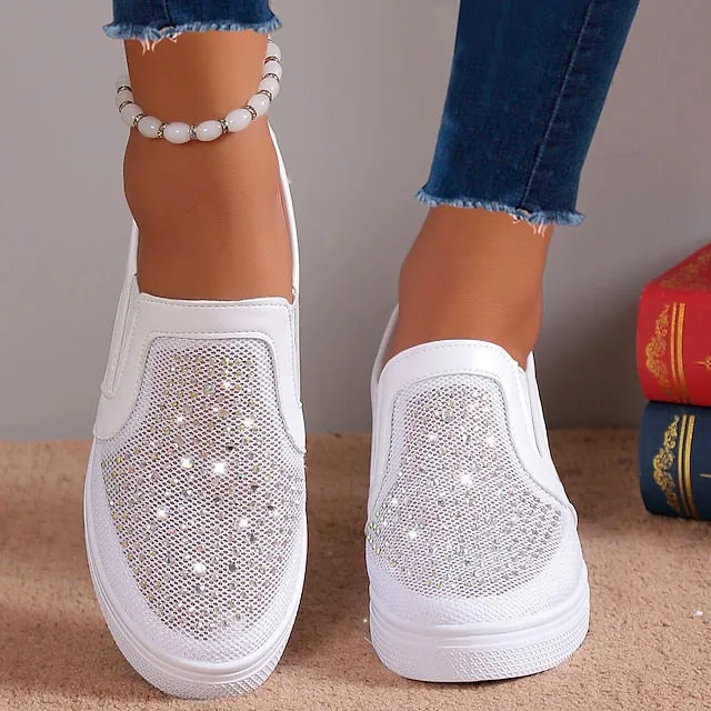 Women's Sneakers with White Crystals
