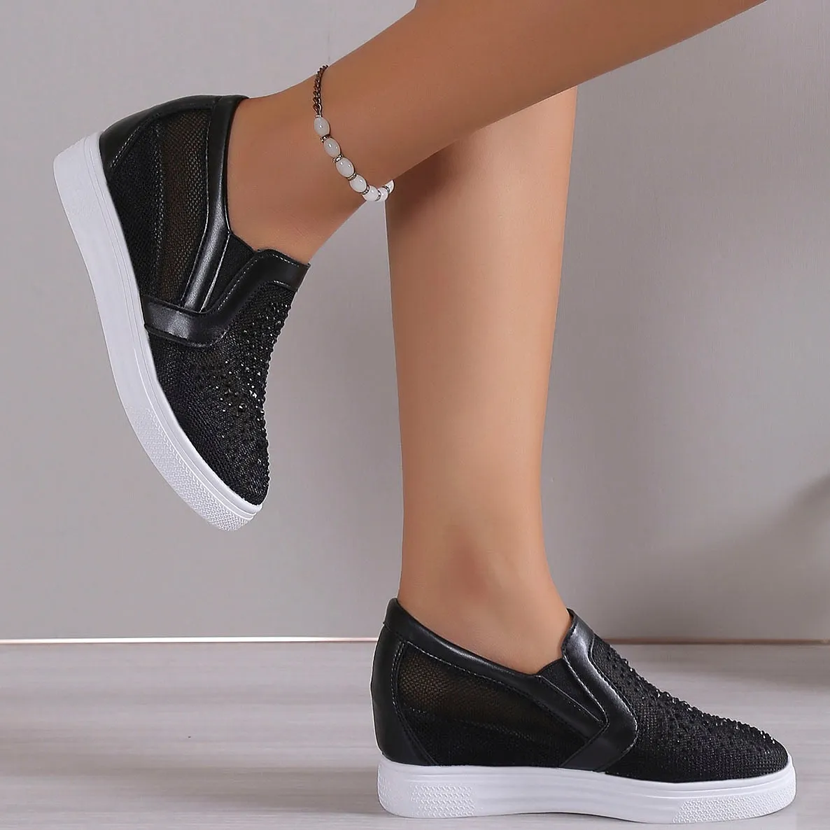 Women's Sneakers with White Crystals