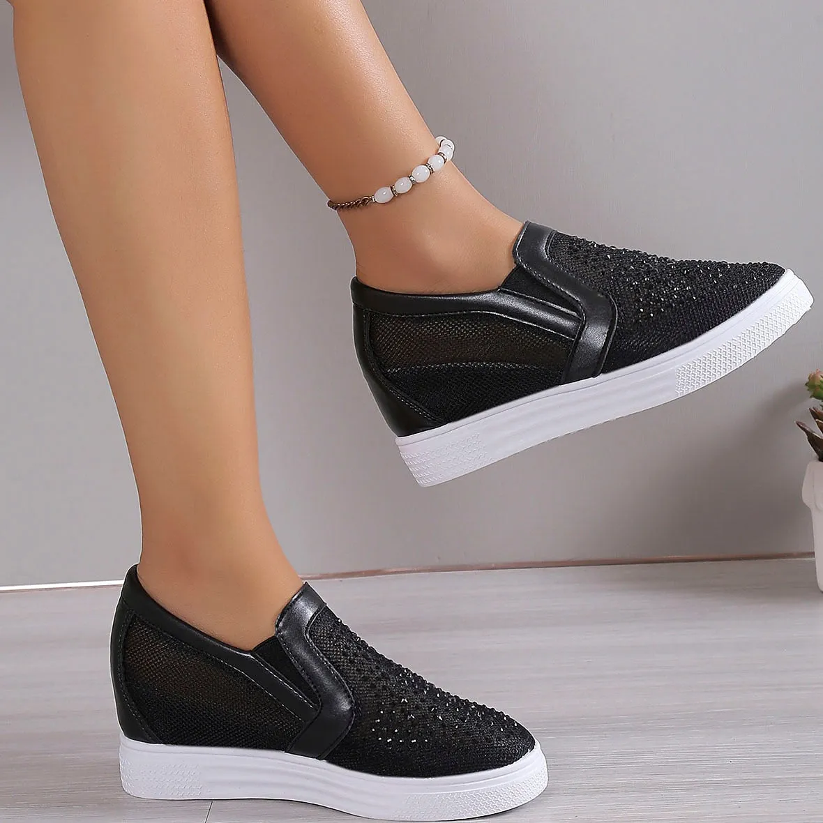Women's Sneakers with White Crystals