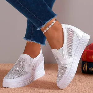 Women's Sneakers with White Crystals