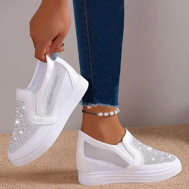 Women's Sneakers with White Crystals