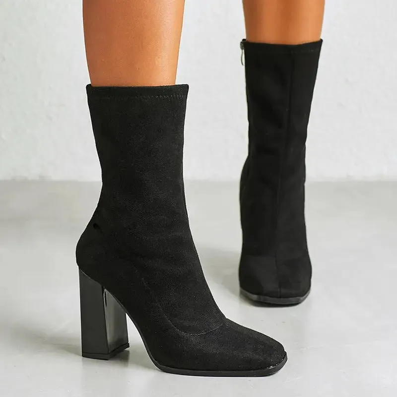 Women's Thick High-Heeled snake Boots