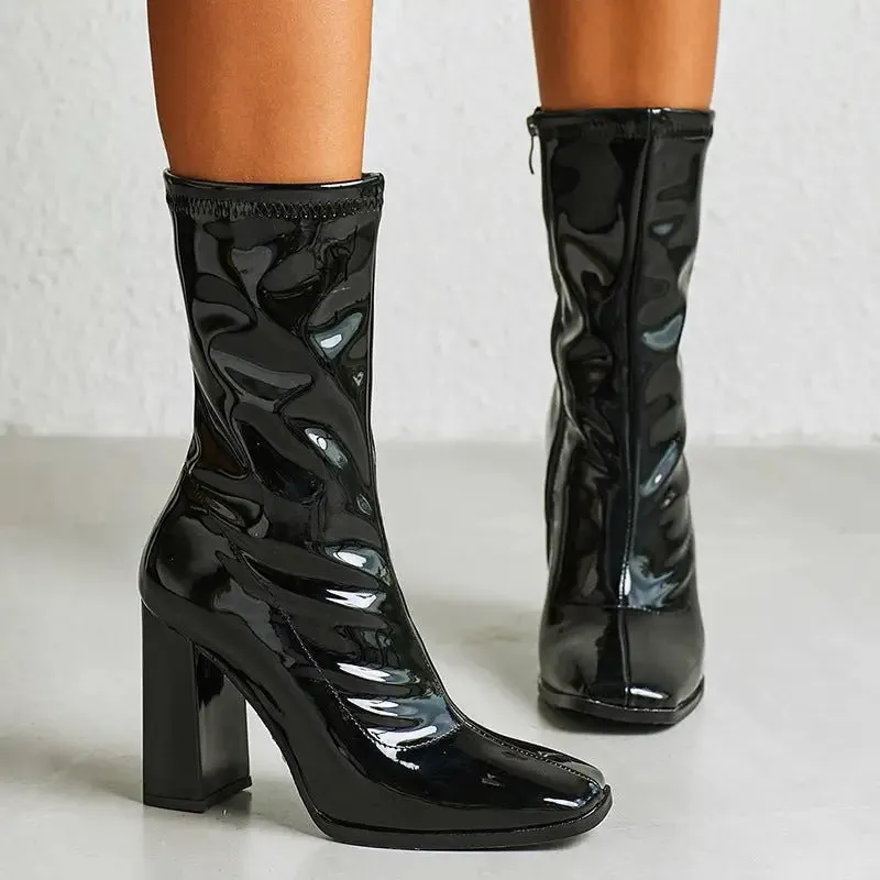 Women's Thick High-Heeled snake Boots