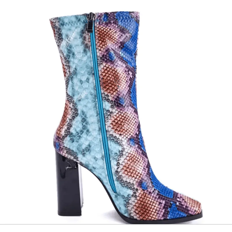 Women's Thick High-Heeled snake Boots