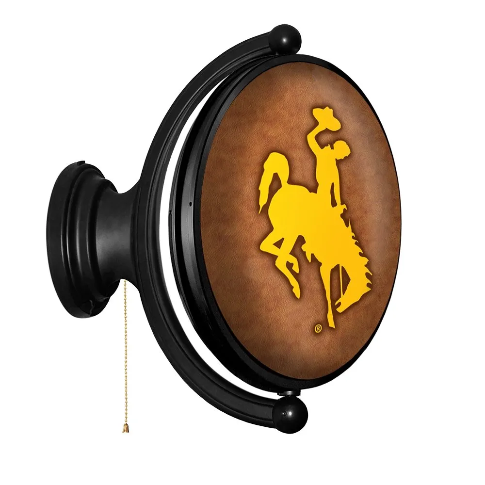 Wyoming Cowboys: Leather - Original Oval Rotating Lighted Wall Sign