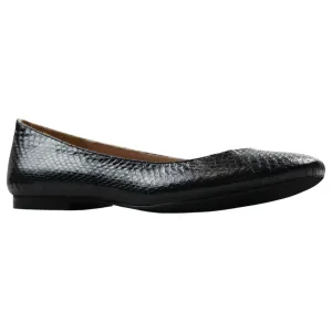 Zasel Zoe Ladies Womens Black Snake Skin Leather Flats Work Casual Shoes