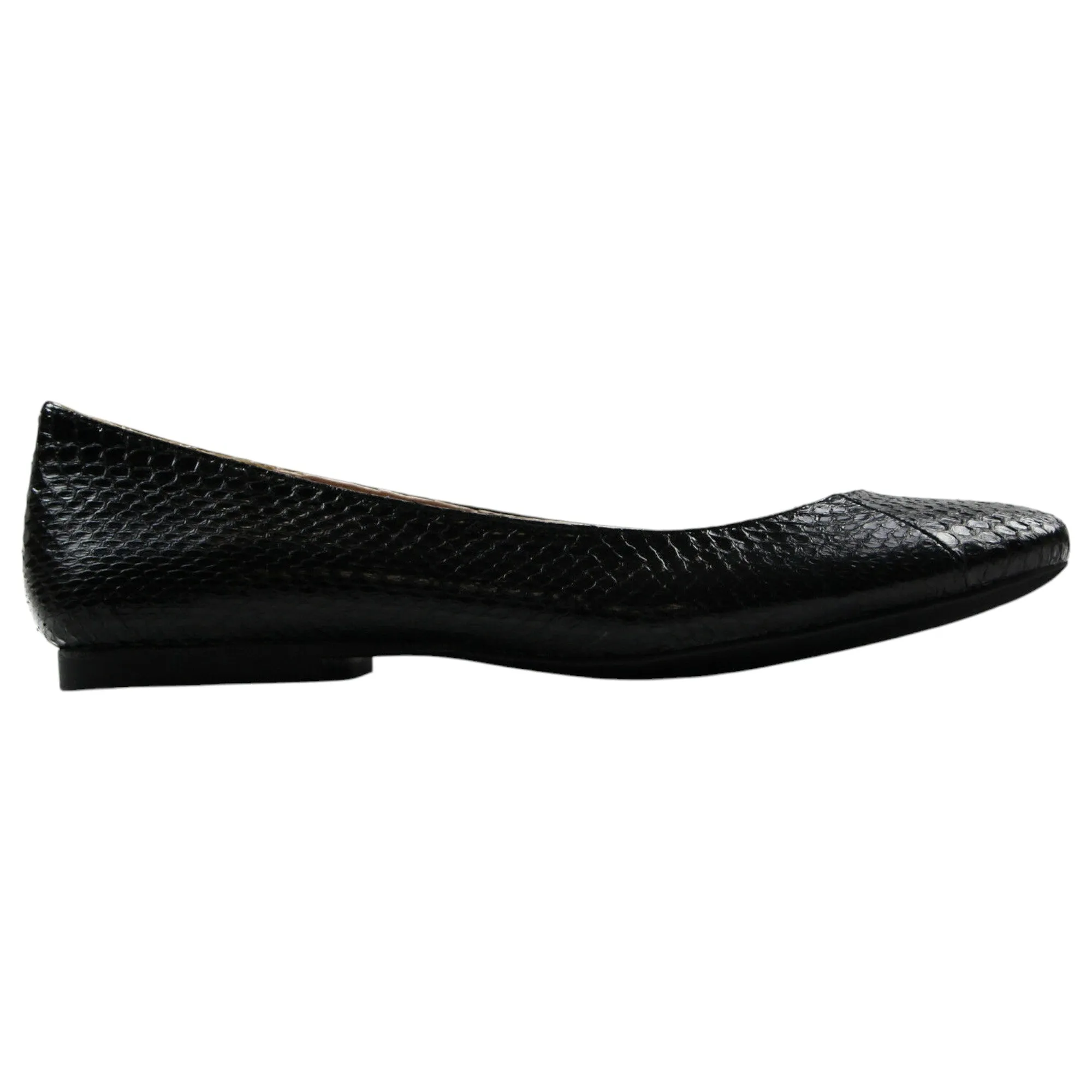 Zasel Zoe Ladies Womens Black Snake Skin Leather Flats Work Casual Shoes